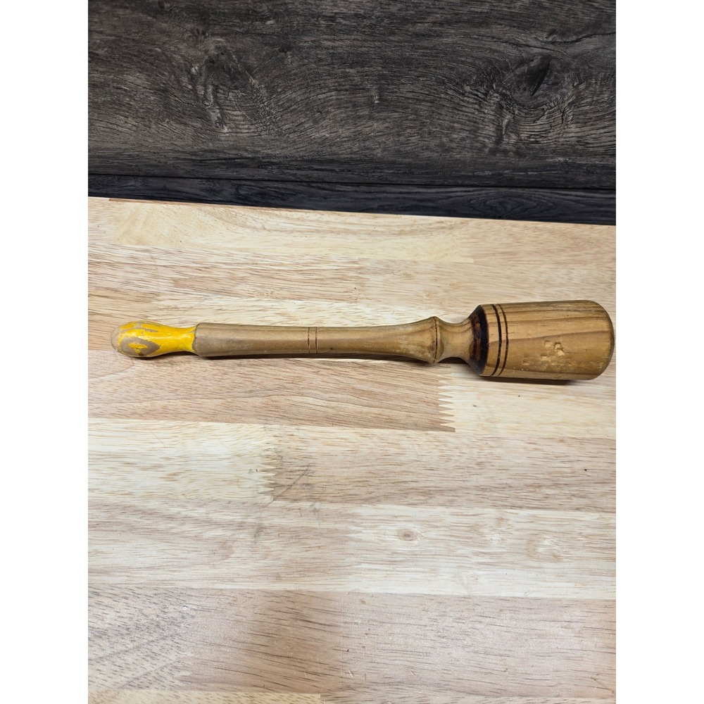 Vintage Wooden Muddler Pestle Hand Turned Rustic Farmhouse Kitchen Tool 12.5"